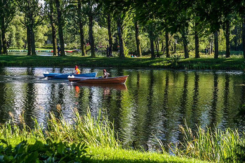 Boating at Moscow Victory Park in Saint-Petersburg, Russia
