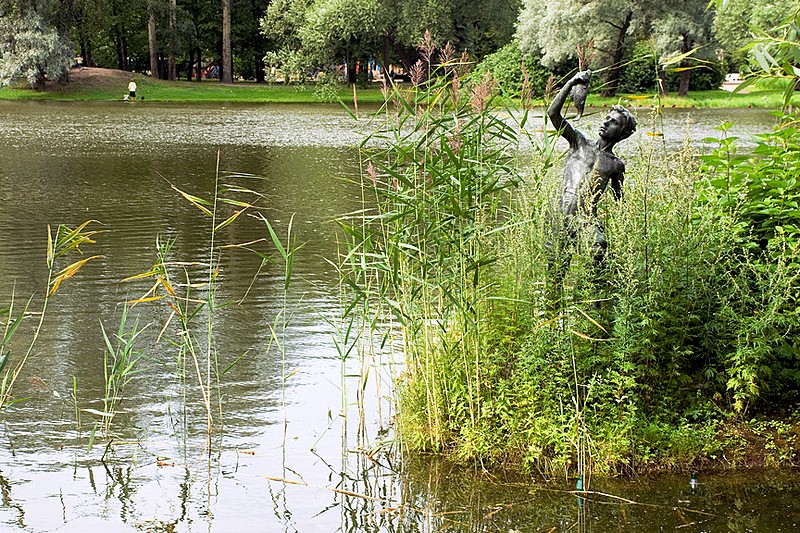 Fisher Boy sculpture at Moscow Victory Park in St Petersburg, Russia