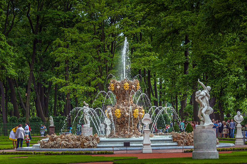 Newly-recreated fountain in the Summer Garden in St Petersburg, Russia
