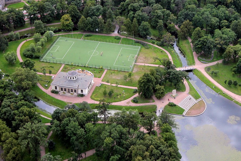 Aerial view of Tavricheskiy Garden in St Petersburg, Russia