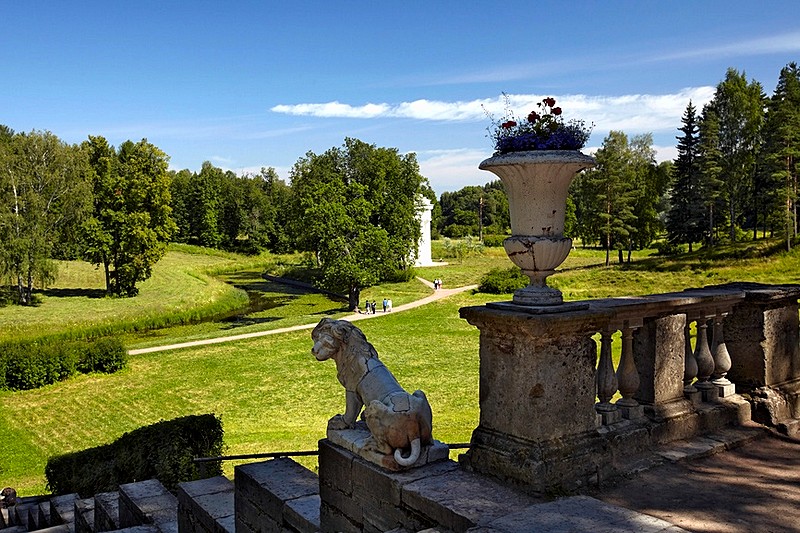 Stone Stairwell in Pavlovsk Park in Pavlovsk royal estate, south of St Petersburg, Russia