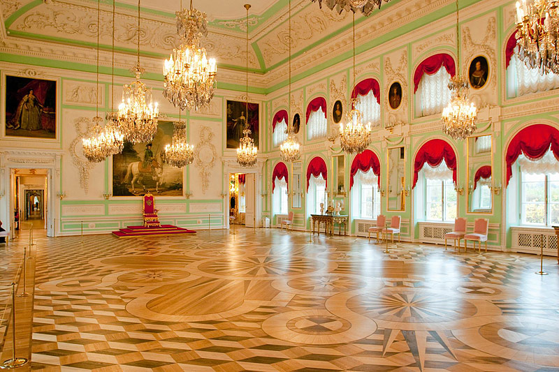The Throne Room at the Grand Palace in Peterhof, west of Saint-Petersburg, Russia