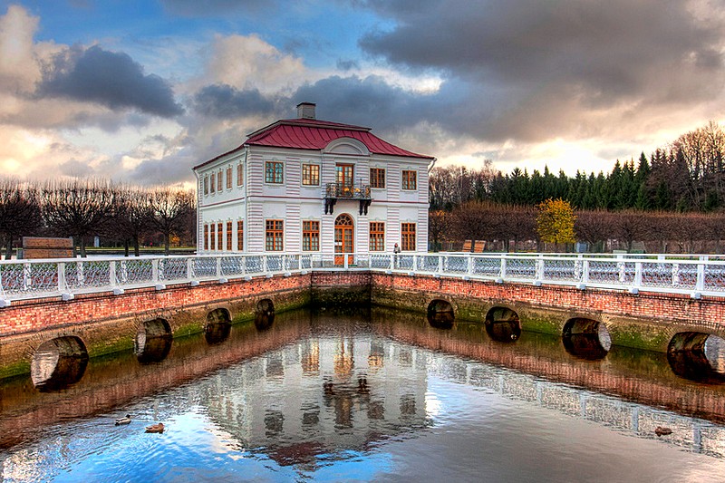 Marli Palace in the Lower Park of Peterhof, west of St. Petersburg, Russia