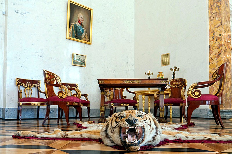 Historic interiors of Alexander Palace in Tsarskoye Selo (Pushkin), south of St Petersburg, Russia