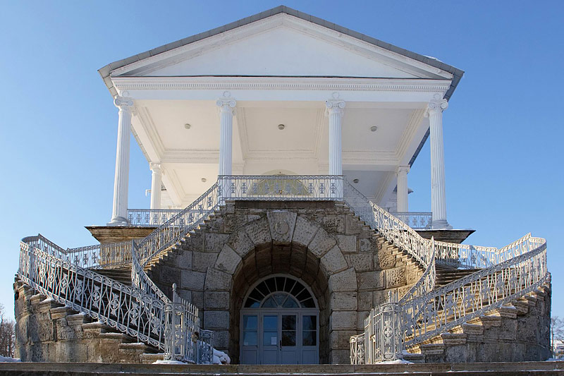 Main Facade of the Cameron Gallery in Tsarskoye Selo (Pushkin), south of St Petersburg, Russia