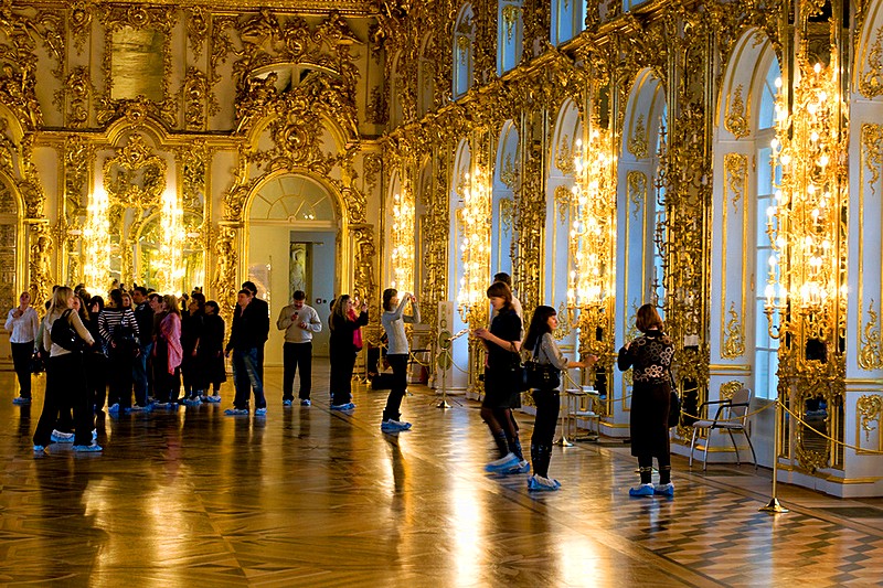 Grand Hall of Catherine Palace in Tsarskoye Selo (Pushkin), south of St Petersburg, Russia