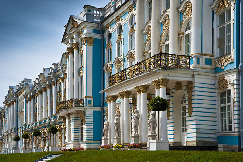 Main entrance to Catherine Palace in Tsarskoye Selo (Pushkin), south of St Petersburg, Russia