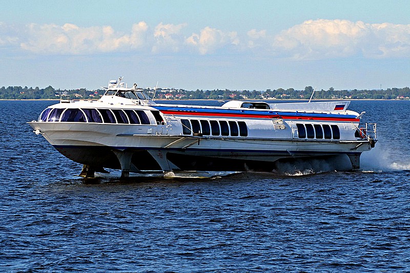 Tour boat Meteor in Gulf of Finland near St Petersburg, Russia