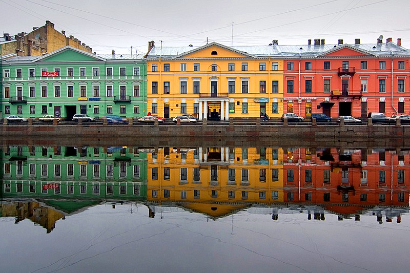 Colourful Fontanka River in Saint-Petersburg, Russia