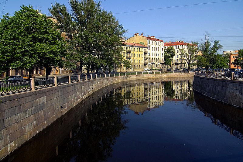 Karpovka River Embankment in Saint-Petersburg, Russia