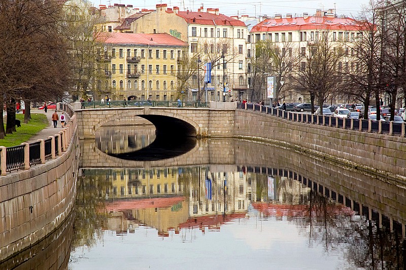 Silin Bridge over the Karpovka River in St Petersburg, Russia