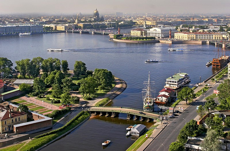 Panorama of the Neva River next to the Peter and Paul Fortress in St Petersburg, Russia