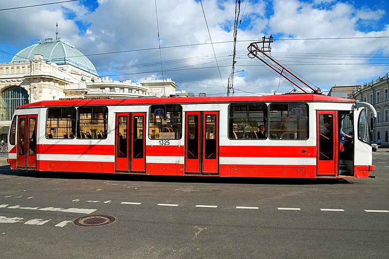 Tram in front of the Vitebsk Railway Station in St. Petersburg, Russia Tram in front of the Vitebsk Railway Station in St. Petersburg, Russia