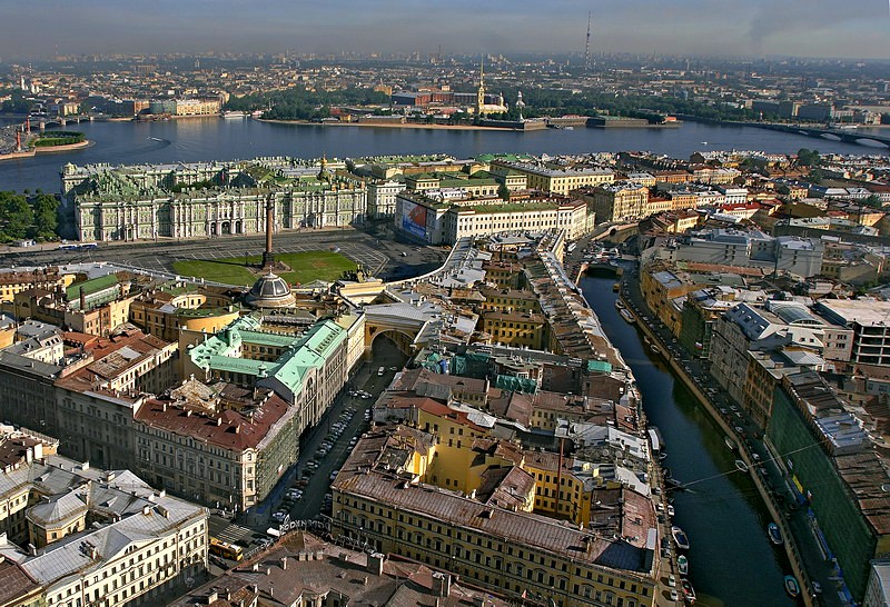 Aerial view of St. Petersburg's most famous sights