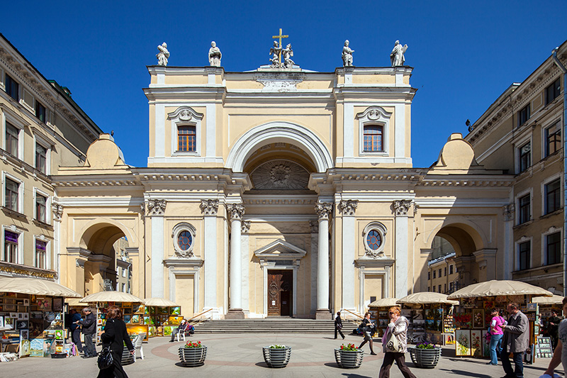 St. Catherine Catholic Church built by Vallin de la Mothe on Nevsky Prospekt in St Petersburg, Russia