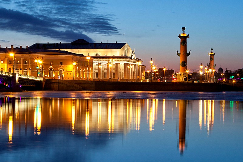 View onto the Spit of Vasilevsky Island in Saint-Petersburg, Russia