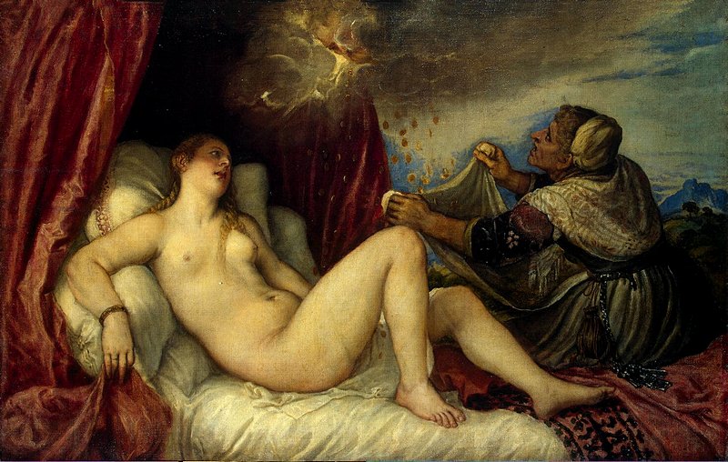 Oil on canvas. 1553-1554. State Hermitage Museum Danae by Titian at the Hermitage in St. Petersburg, Russia