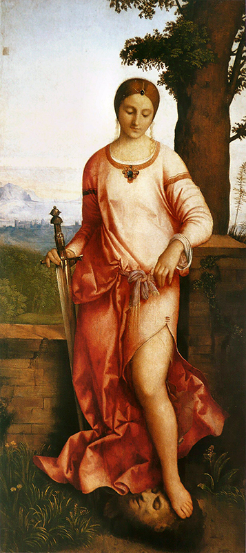 Oil on canvas (transferred from panel). circa 1504. State Hermitage Museum Judith with the Head of Holofernes by Giorgione at the Hermitage in St. Petersburg, Russia