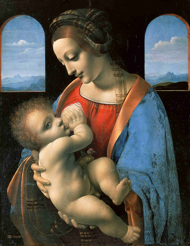 Oil on canvas. 1490s. State Hermitage Museum Madonna and Child (the Litta Madonna) by Leonardo da Vinci at the Hermitage in St. Petersburg, Russia