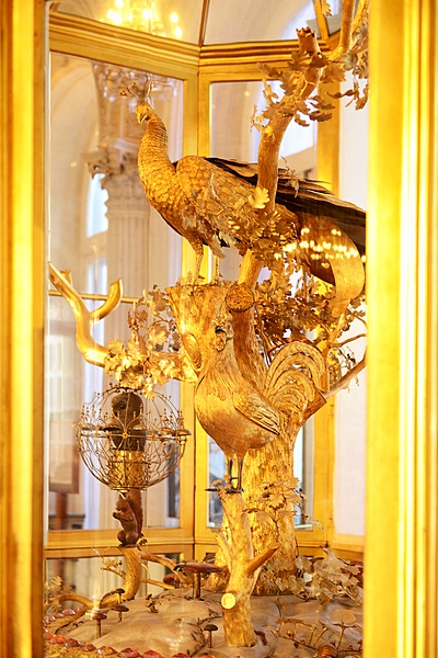 Peacock Clock in Pavilion Hall at the Winter Palace in St. Petersburg, Russia