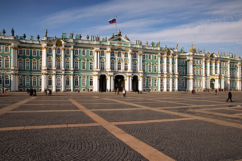 Winter Palace (Hermitage) designed by Rastrelli in Saint-Petersburg, Russia
